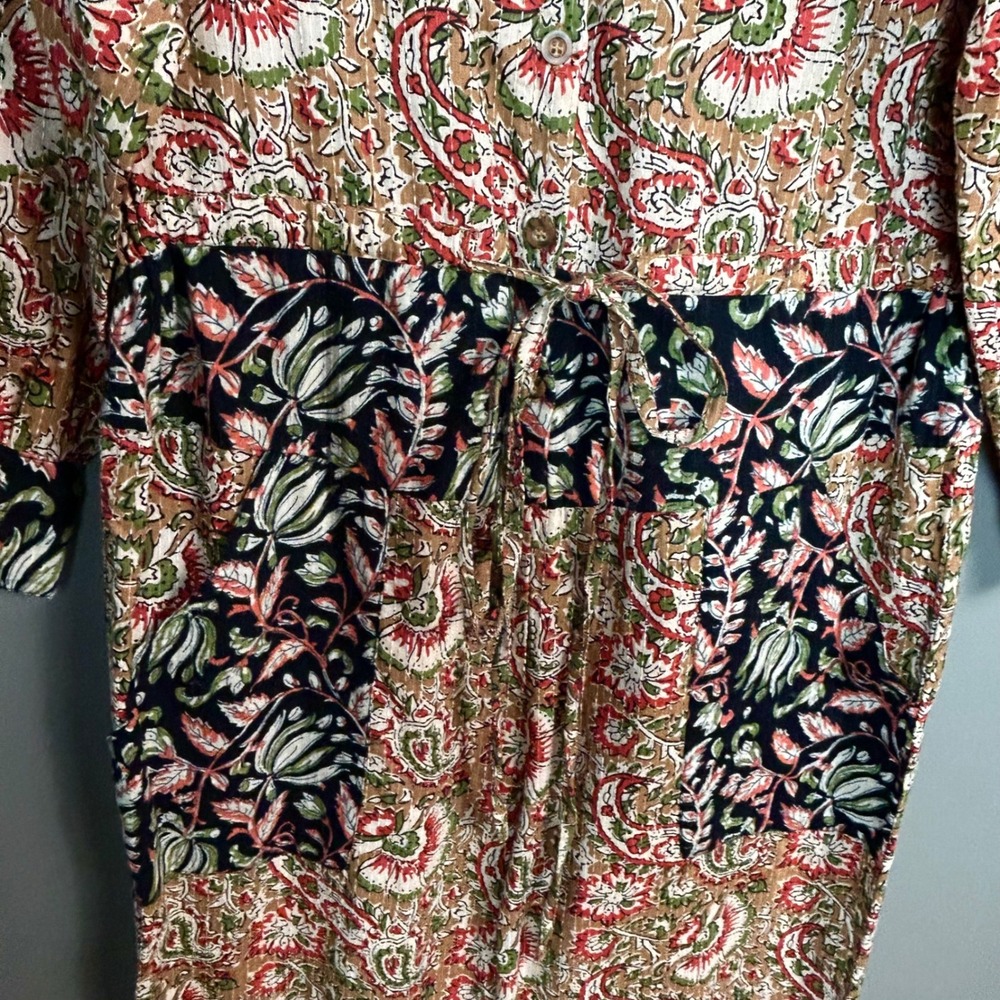 Zara Jumpsuit Medium Kantha India Cottage Floral Block Print Blogger Fav - Picture 11 of 16